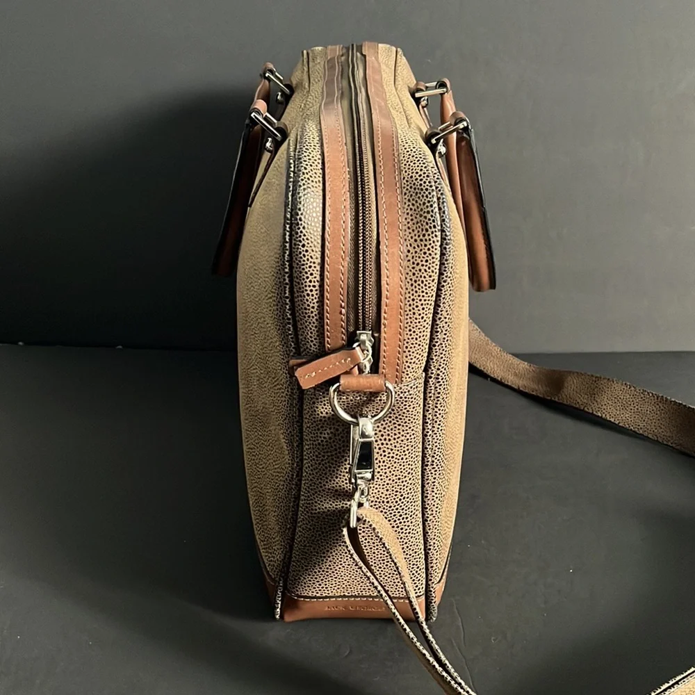 Jack Georges Pebbled Suede & Leather Messenger Crossbody Briefcase Case